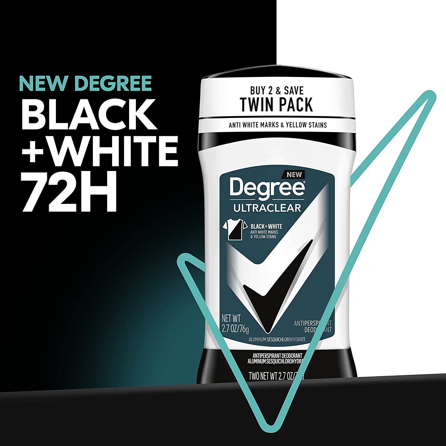 Degree Men UltraClear Antiperspirant Deodorant Black + White 4 count 72-Hour Sweat & Odor Protection Antiperspirant For Men With MotionSense Technology 2.70 Ounce (Pack of 4) - Image 4